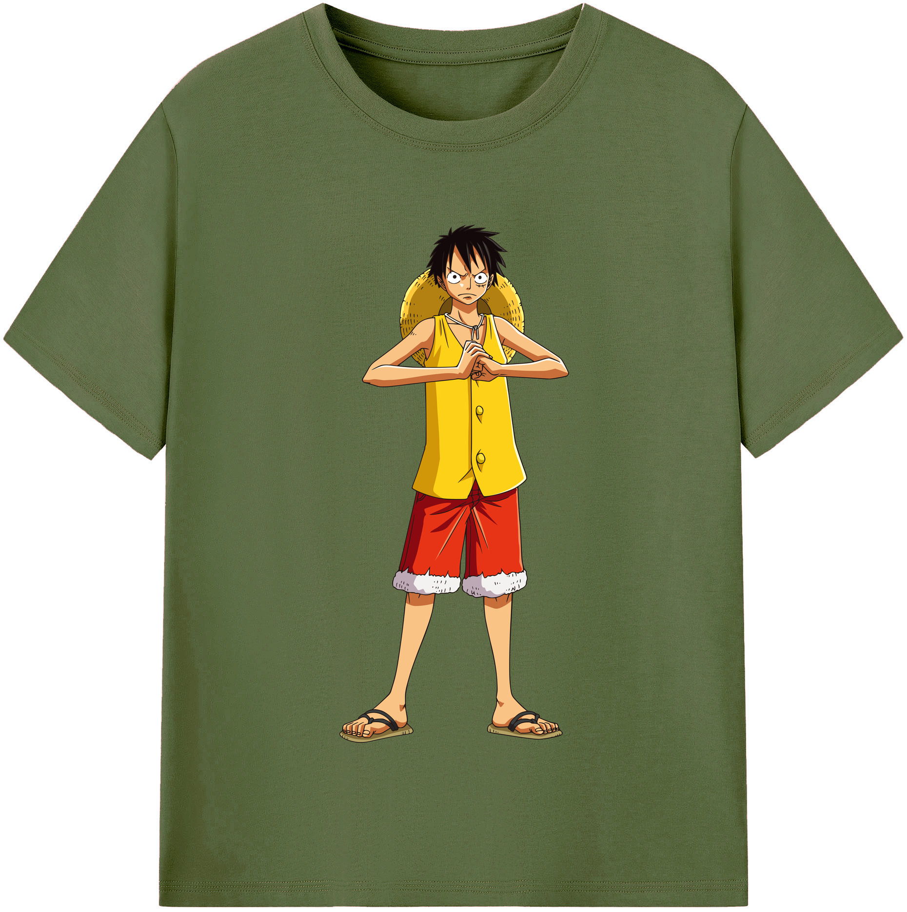 ワンピース モンキー・D・ルフィ ONE PIECE Monkey D. Luffy 綿100％半袖Tシャツ（フロントプリント）